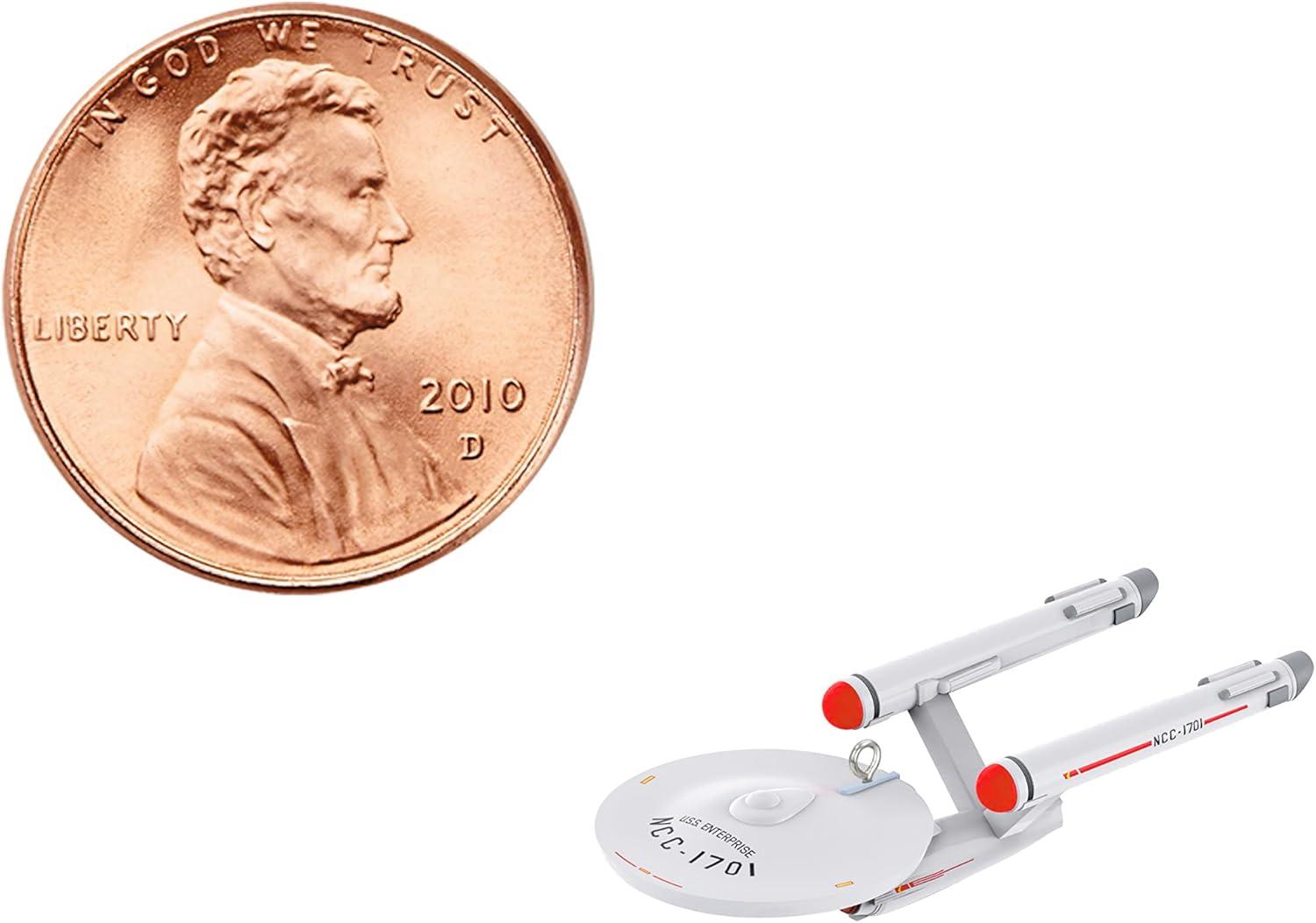 imageHallmark Keepsake Christmas Tabletop Decoration 2025 Star Trek The Next Generation Beware The Borg with Light and Sound Gifts for TrekkiesMini USS Enterprise NCC1701