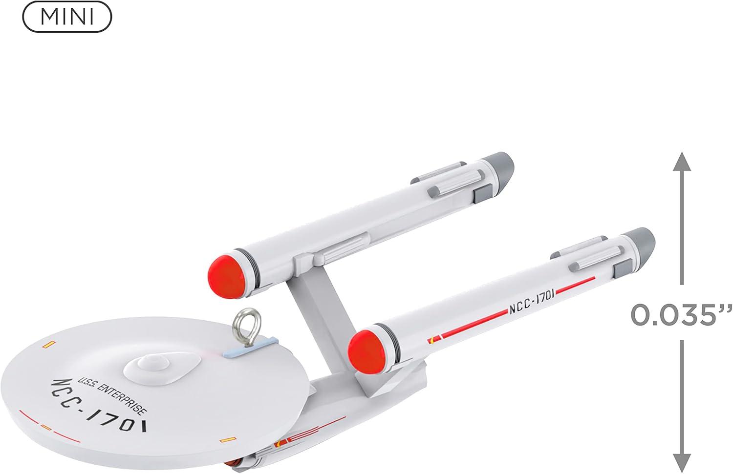 imageHallmark Keepsake Christmas Tabletop Decoration 2025 Star Trek The Next Generation Beware The Borg with Light and Sound Gifts for TrekkiesMini USS Enterprise NCC1701