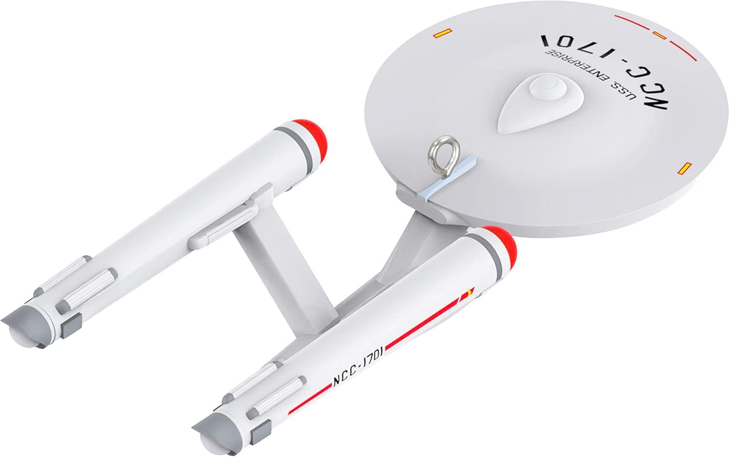 imageHallmark Keepsake Christmas Tabletop Decoration 2025 Star Trek The Next Generation Beware The Borg with Light and Sound Gifts for TrekkiesMini USS Enterprise NCC1701