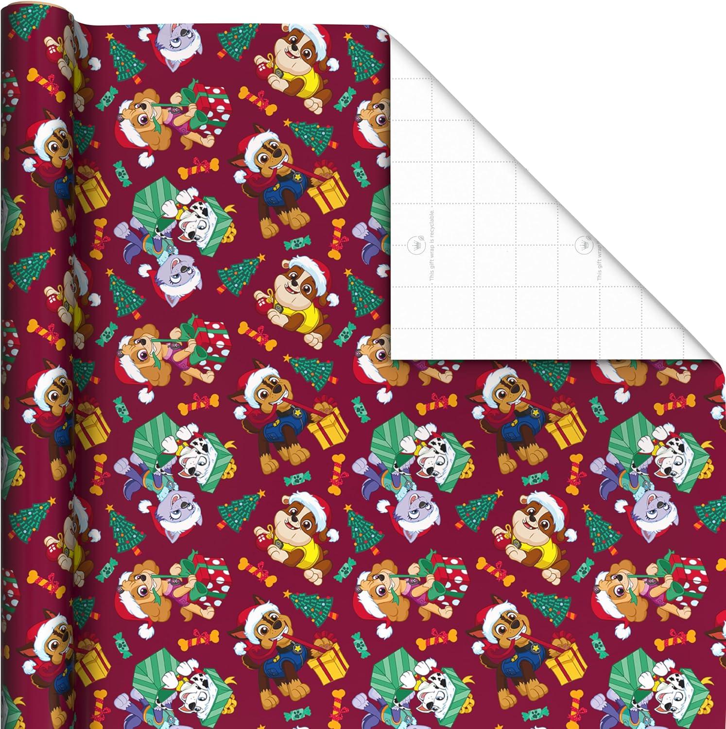 imageHallmark Paw Patrol Christmas Wrapping Paper Rolls 3 Rolls 105 Sq Ft Total Gift Wrap for Kids Grandchildren Toddlers