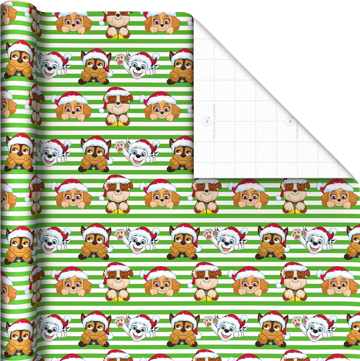 imageHallmark Paw Patrol Christmas Wrapping Paper Rolls 3 Rolls 105 Sq Ft Total Gift Wrap for Kids Grandchildren Toddlers