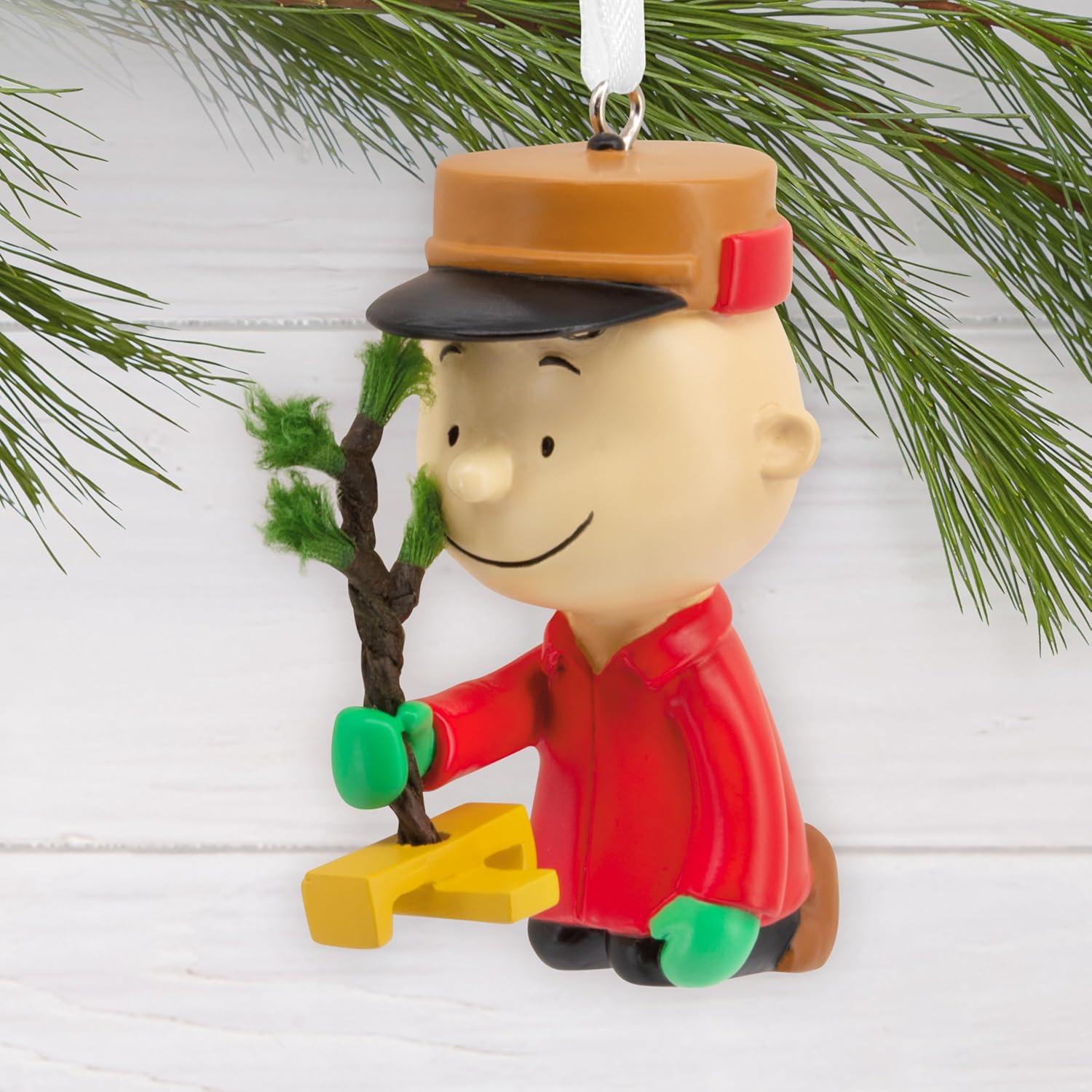 imageHallmark Peanuts Charlie Brown Kneeling with Tree Christmas Ornament Gifts for Peanuts Fans