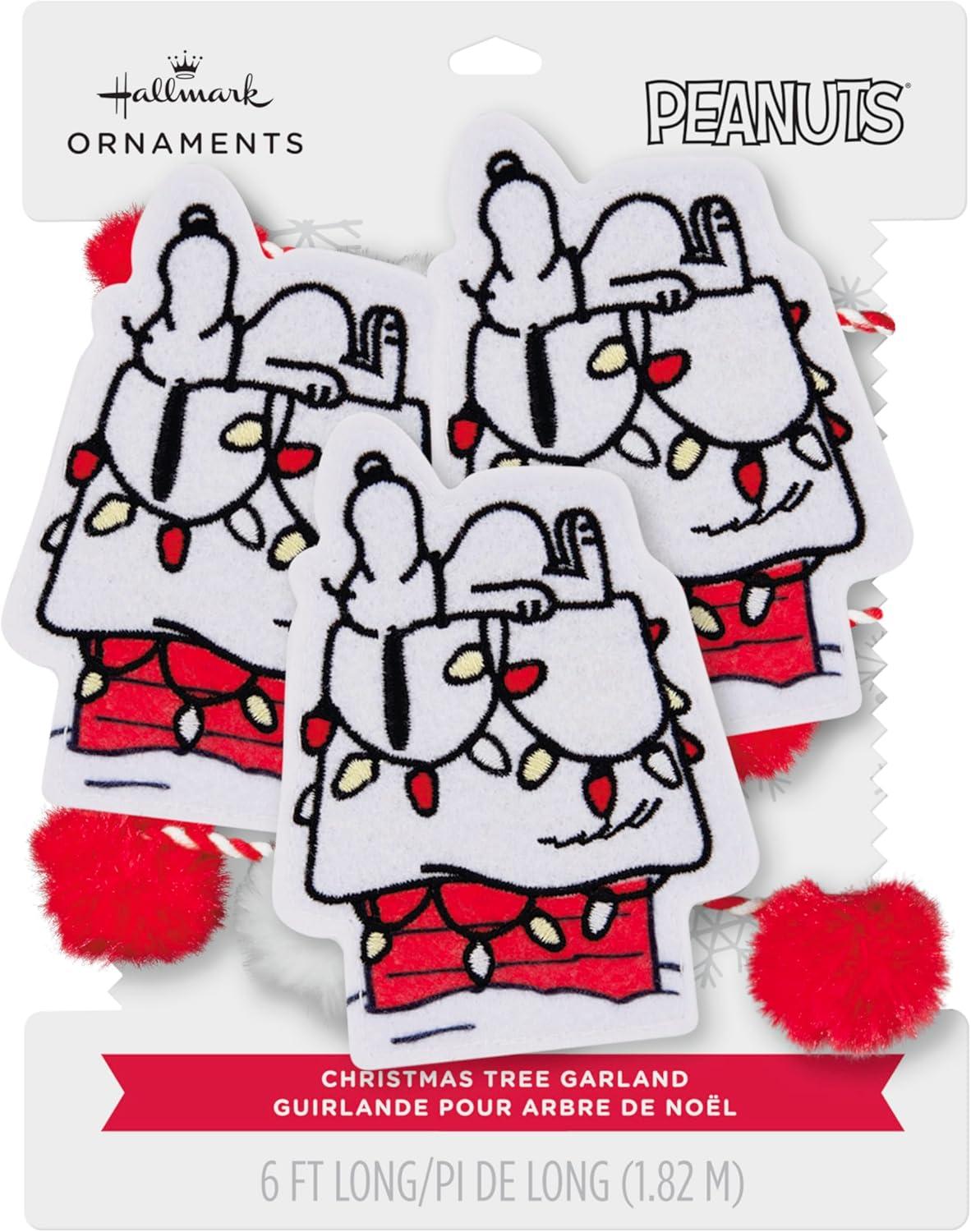 imageHallmark Peanuts Snoopy Doghouse 72quot Christmas Garland Fabric Gifts for Peanuts Fans