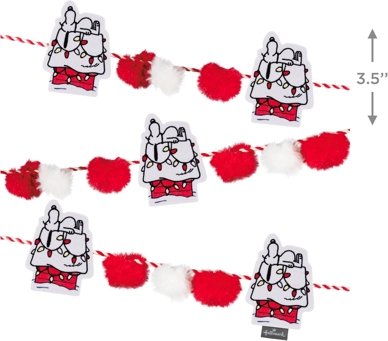 imageHallmark Peanuts Snoopy Doghouse 72quot Christmas Garland Fabric Gifts for Peanuts Fans