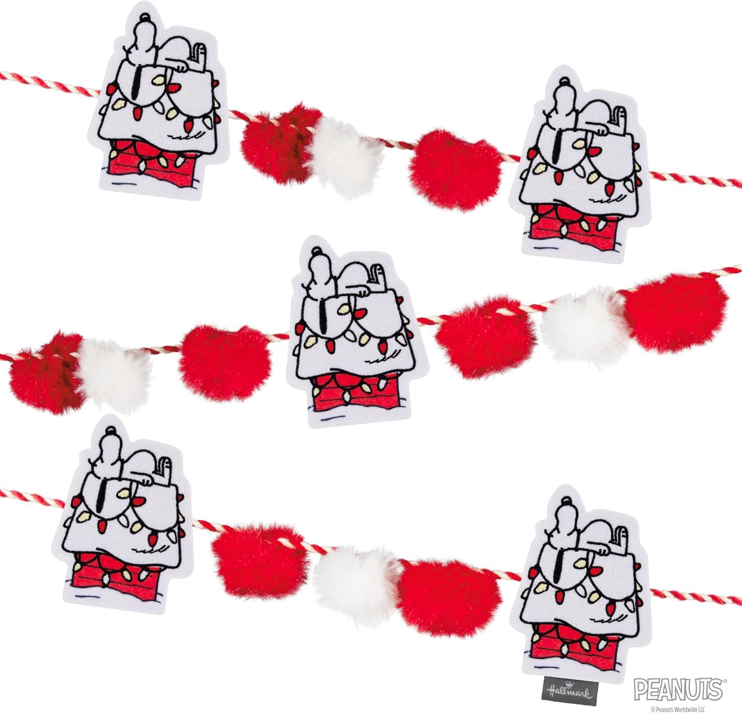 imageHallmark Peanuts Snoopy Doghouse 72quot Christmas Garland Fabric Gifts for Peanuts Fans
