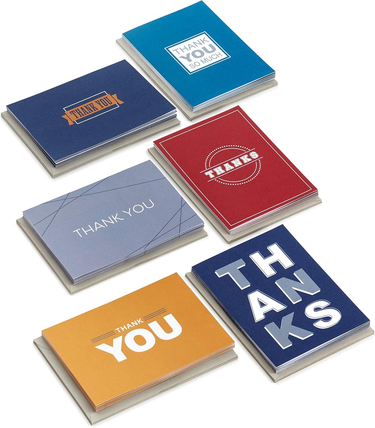 imageHallmark Thank You Cards Assortment Bold Type 36 Thank You Notes with Envelopes for Business Graduation Birthdays All Occasion
