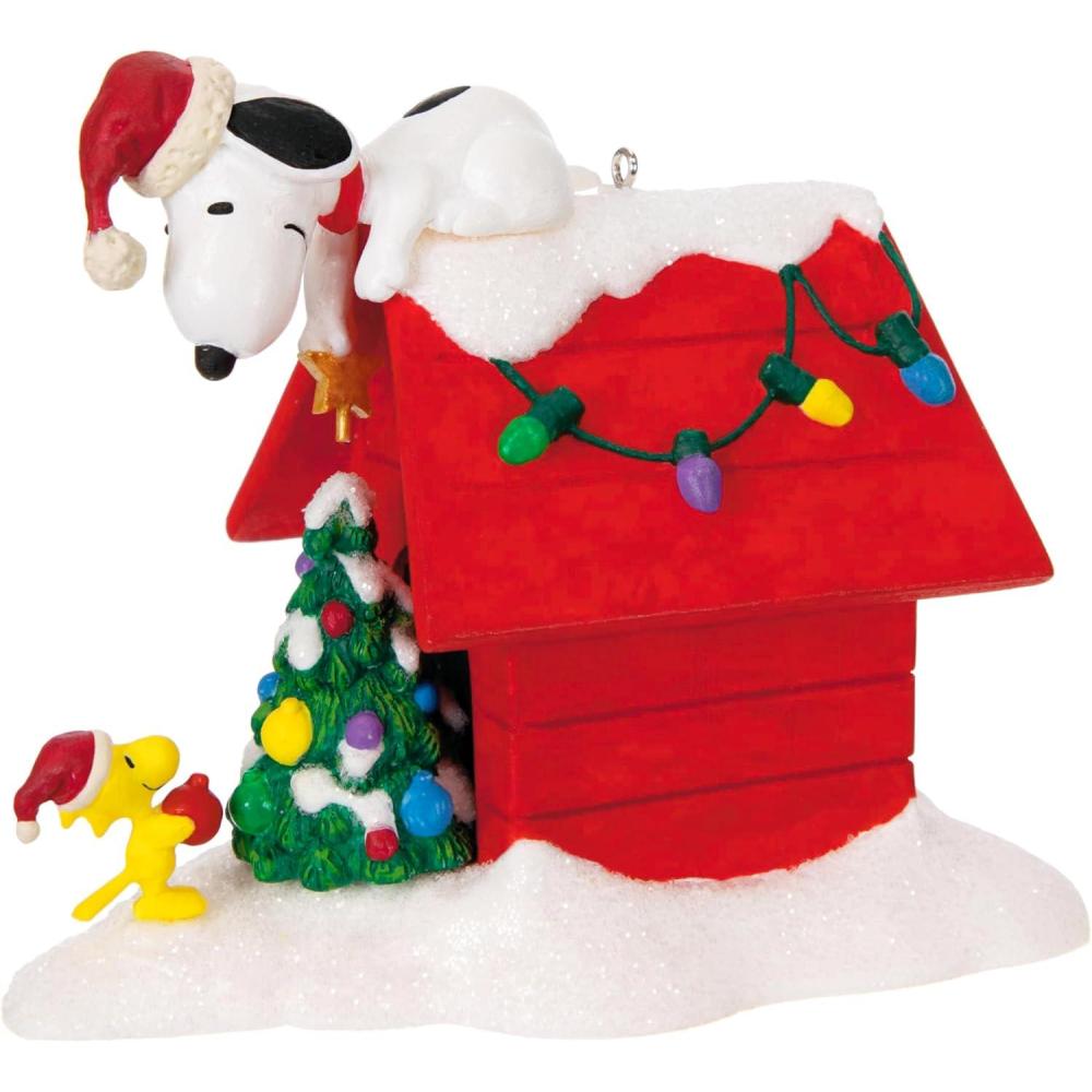 imageHallmark Keepsake Christmas Ornament 2025 The Peanuts Gang Lets Go Sledding Musical with Light and Motion Gifts for Peanuts FansDeck the Doghouse