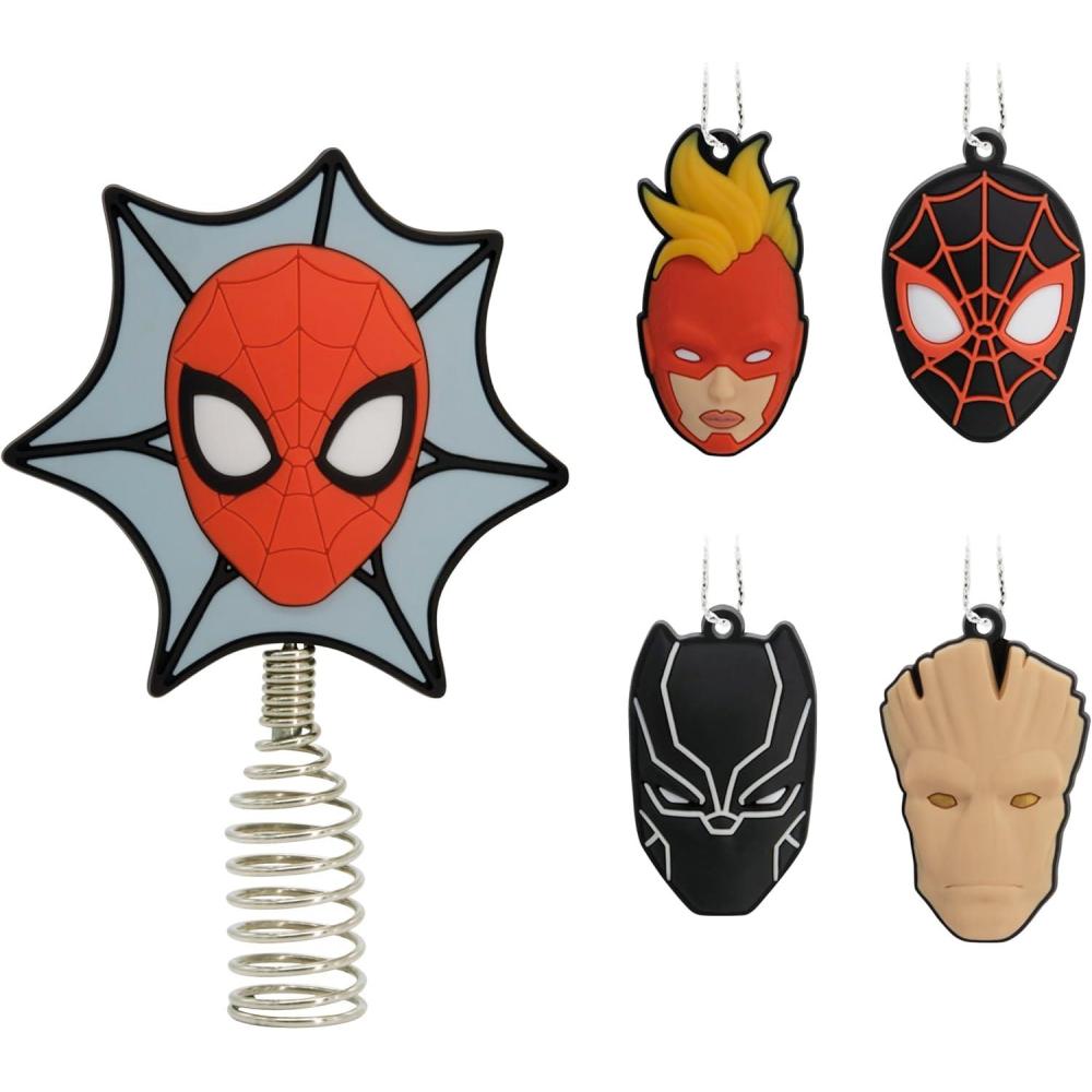 imageHallmark Marvel Super Heroes Mini Christmas Tree Topper and Ornaments Set of 5Mini Tree Topper with Ornaments