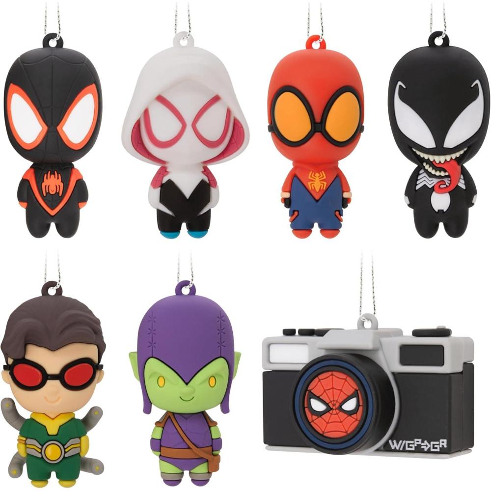 imageHallmark Marvel Super Heroes Mystery Christmas Ornaments Set of 2 ShatterproofSpiderMan Mystery