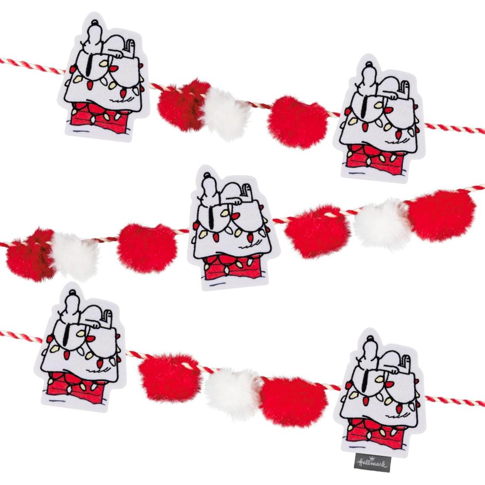 imageHallmark Peanuts Snoopy Doghouse 72quot Christmas Garland Fabric Gifts for Peanuts Fans