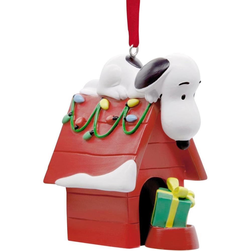 imageHallmark Peanuts Snoopy on Holiday Doghouse Christmas Ornament Gifts for Peanuts Fans