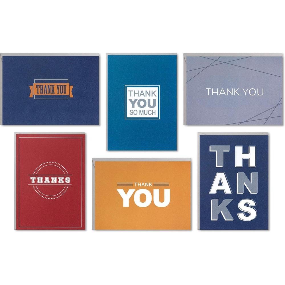 imageHallmark Thank You Cards Assortment Bold Type 36 Thank You Notes with Envelopes for Business Graduation Birthdays All Occasion