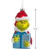 Hallmark Dr. Seuss’s How The Grinch Stole Christmas! Grinch with Present Christmas Ornament, Blown Glass