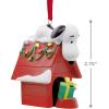 Hallmark Peanuts Snoopy on Holiday Doghouse Christmas Ornament, Gifts for Peanuts Fans