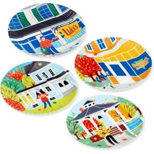 Hallmark Gilmore Girls Appetizer Plates, Set of 4 (Luke’s Diner, Doose’s Market, Stars Hollow) Mom Gift for Mothers Day