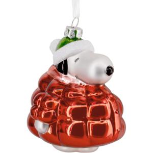 Hallmark Peanuts Snoopy in Puffer Coat Christmas Ornament, Glass, Gifts for Peanuts Fans