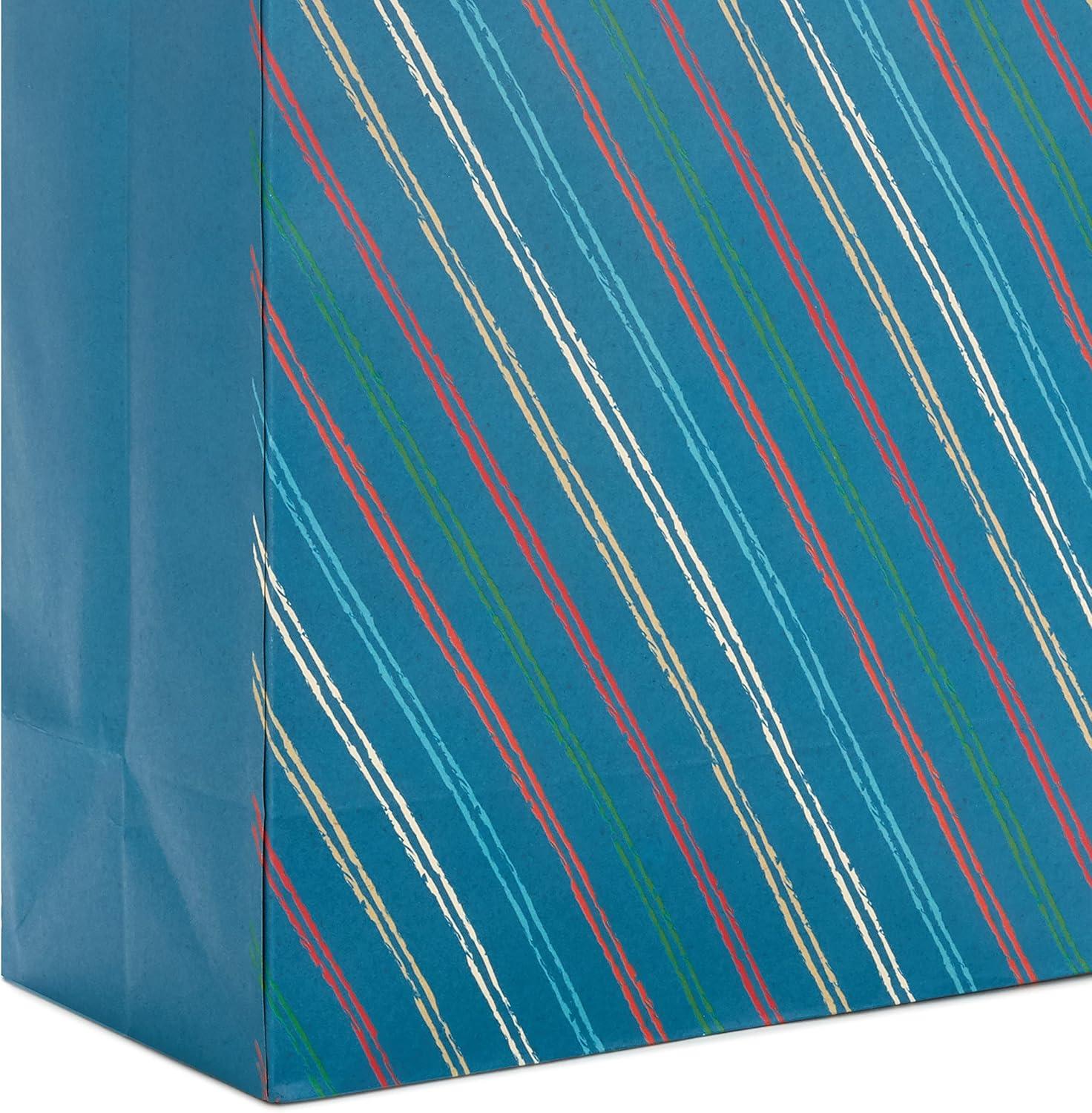 imageHallmark Gift Bag Assortment 8 Bags 3 Small 6quot 3 Medium 9quot 2 Large 13quot Celebrate Stars Stripes Red Blue Recyclable Kraft Brown for Birthdays Graduations Fathers DayRed  Kraft