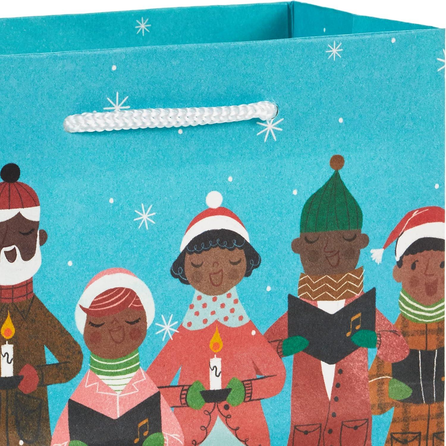 imageHallmark Mahogany Christmas Gift Bag Assortment 8 Bags 3 Small 6quot 3 Medium 9quot 2 Large 13quot Black Santa Claus AfricanAmerican Angels Carolers