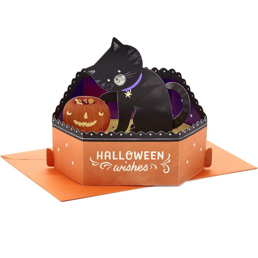 imageHallmark Paper Wonder Shoebox Funny Pop Up Halloween Card Happy HallowienerCat and Pumpkin
