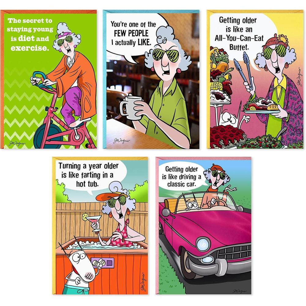 imageHallmark Shoebox Maxine All Occasions Card Assortment 6 Cards with Envelopes Model1599RZG1001Green