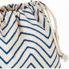 Hallmark 19″ Large Fabric Drawstring Gift Bag (Ivory and Blue Chevron Stripe) for Christmas, Hanukkah, Birthdays, Father’s Day