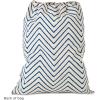 Hallmark 19″ Large Fabric Drawstring Gift Bag (Ivory and Blue Chevron Stripe) for Christmas, Hanukkah, Birthdays, Father’s Day