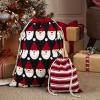 Hallmark Drawstring Christmas Gift Bag Set (2 Fabric Bags with Drawstrings; 1 Medium 10″, 1 Extra Large 20″) Santa, Red and White Stripe, 5XGB4902(Black and red)