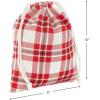 Hallmark Drawstring Christmas Gift Bag Set (2 Fabric Bags with Drawstrings; 1 Medium 10″, 1 Extra Large 20″) Santa, Red and White Stripe, 5XGB4902(Red  Blue  Green)