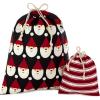 Hallmark Drawstring Christmas Gift Bag Set (2 Fabric Bags with Drawstrings; 1 Medium 10″, 1 Extra Large 20″) Santa, Red and White Stripe, 5XGB4902(Black and red)