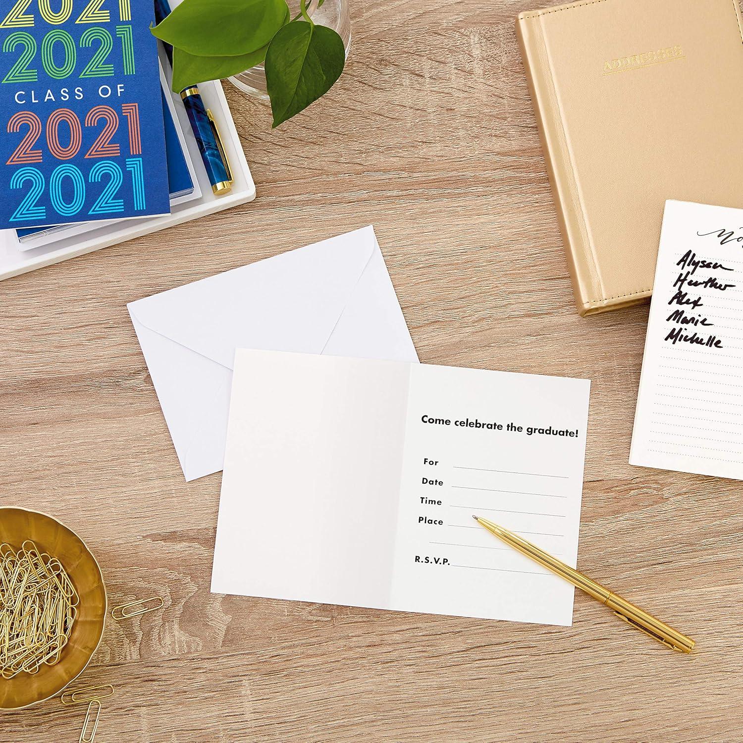 imageHallmark 2021 Graduation Party Invitations 20 Invites with Envelopes Retro Blue2021 Party 20 Party Invitations