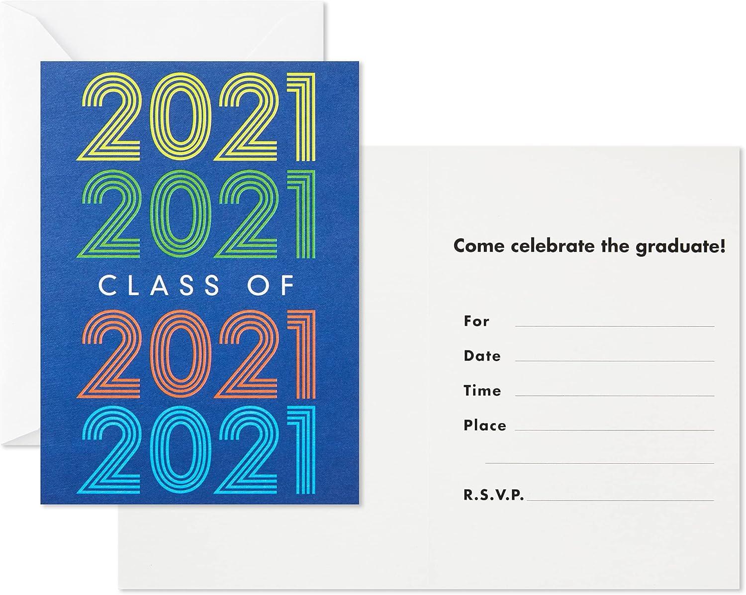 imageHallmark 2021 Graduation Party Invitations 20 Invites with Envelopes Retro Blue2021 Party 20 Party Invitations