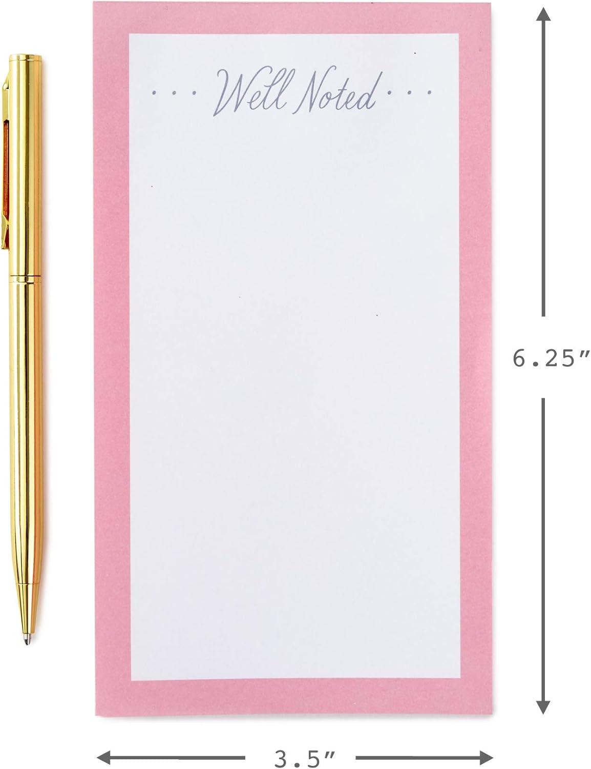 imageHallmark Notepad Bundle with Pen Pretty Pinks 3 Notepads in Assorted Sizes with Gold Pen