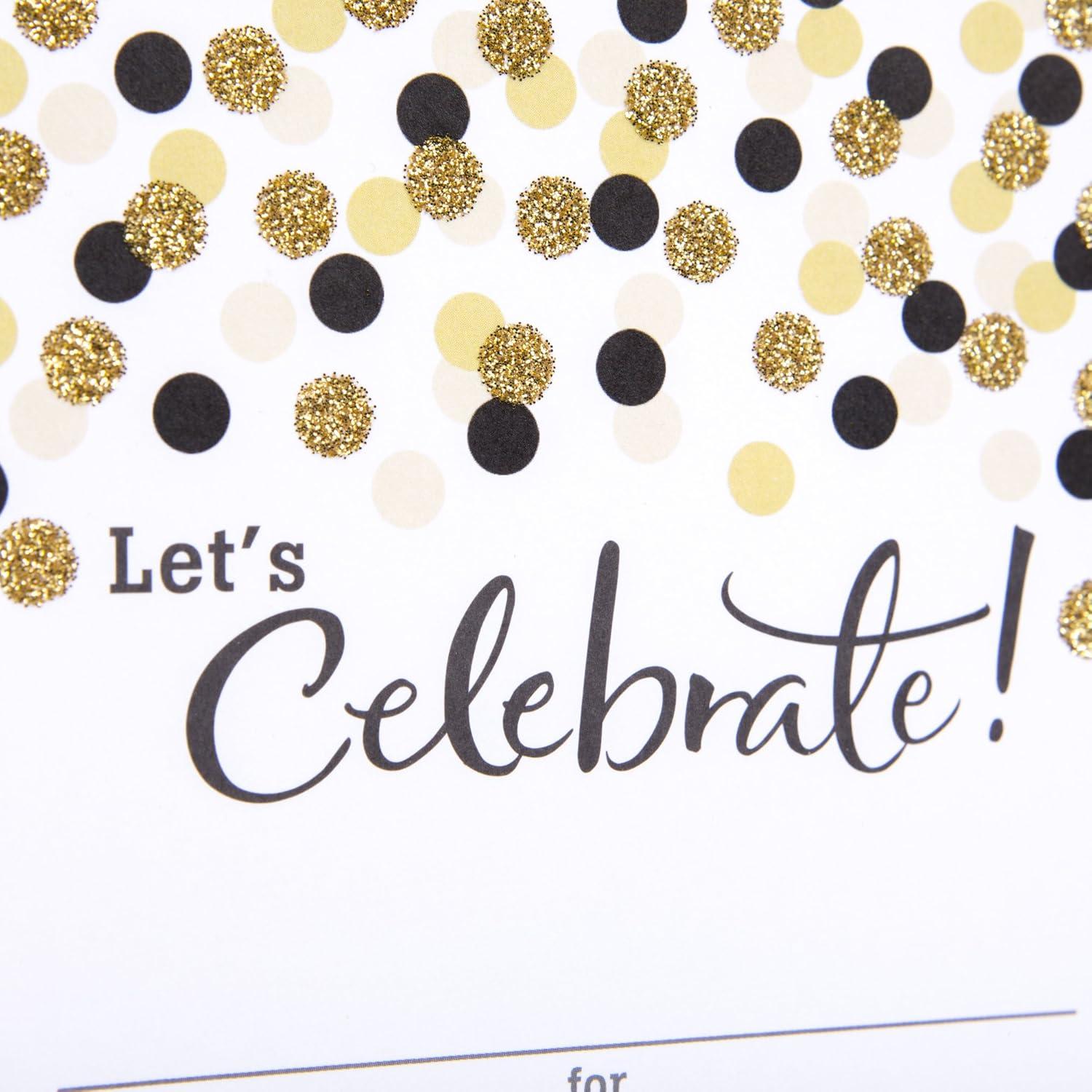 imageHallmark Party Invitations Lets Celebrate with Gold and Black Dots Pack of 20