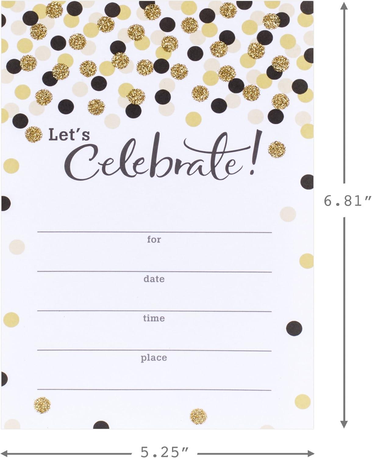 imageHallmark Party Invitations Lets Celebrate with Gold and Black Dots Pack of 20