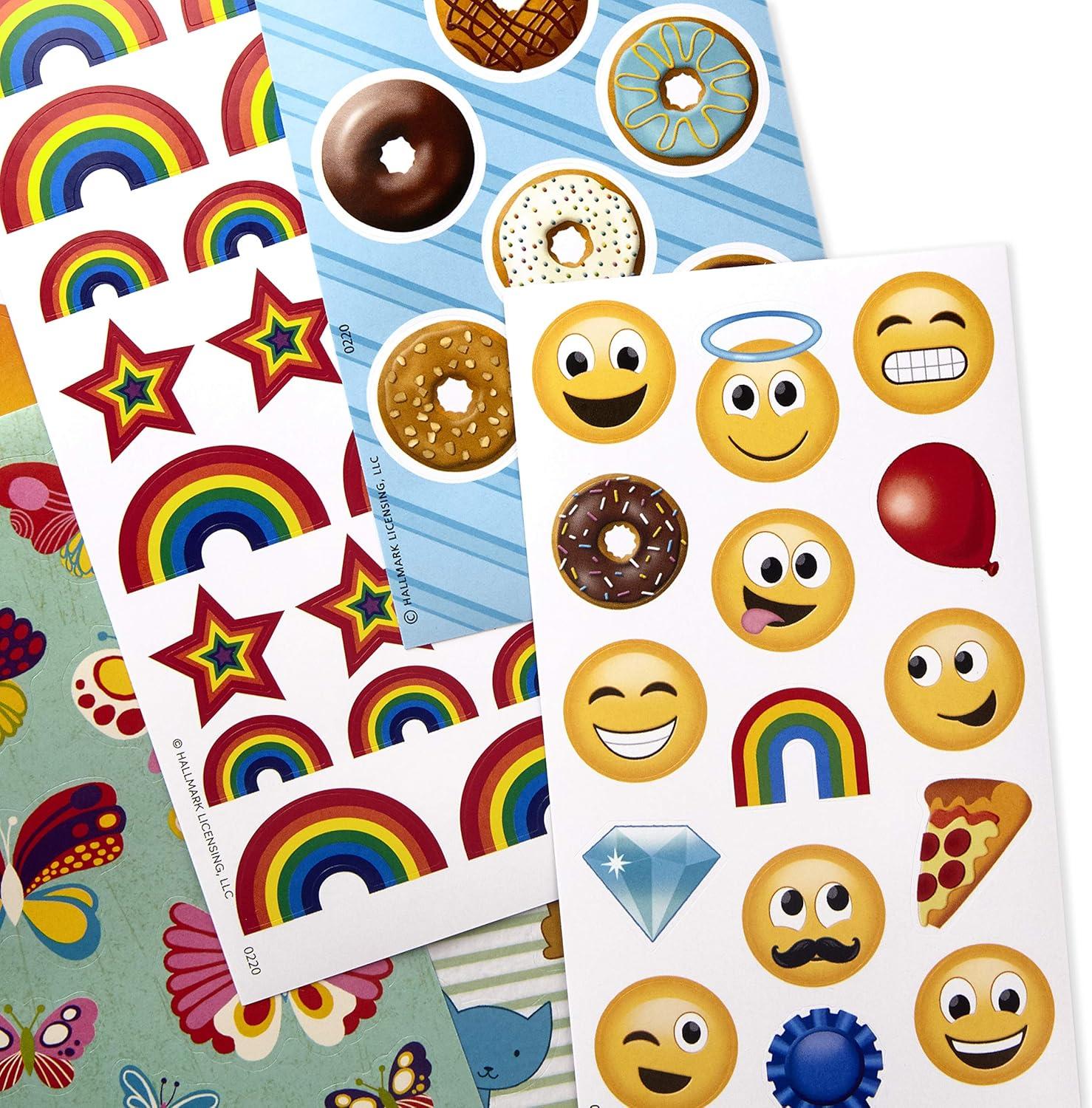 imageHallmark Stickers for Kids Pack of 258 Stickers 16 SheetsMermaids Rainbows Hearts Dogs Cats DonutsVariety Pack Stickers