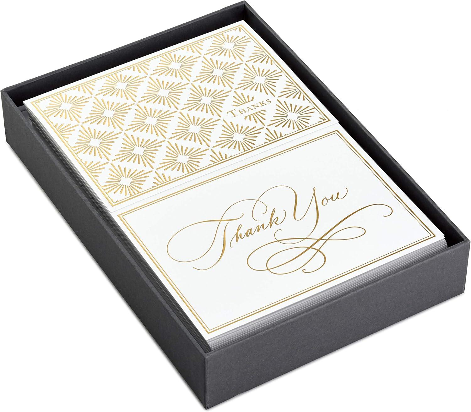 imageHallmark Thank You Cards Assortment Gold Foil Scroll 50 Thank You Notes with Envelopes for Wedding Bridal Shower Baby Shower Business Graduation