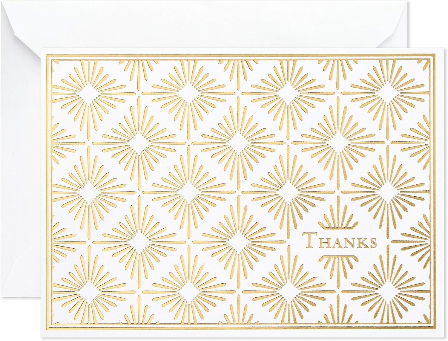 imageHallmark Thank You Cards Assortment Gold Foil Scroll 50 Thank You Notes with Envelopes for Wedding Bridal Shower Baby Shower Business Graduation