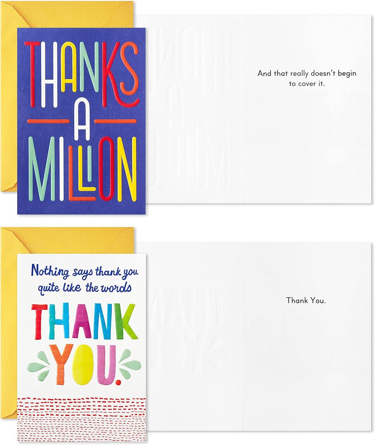 imageHallmark Thank You Cards Assortment Thanks a Million 12 Cards and Envelopes