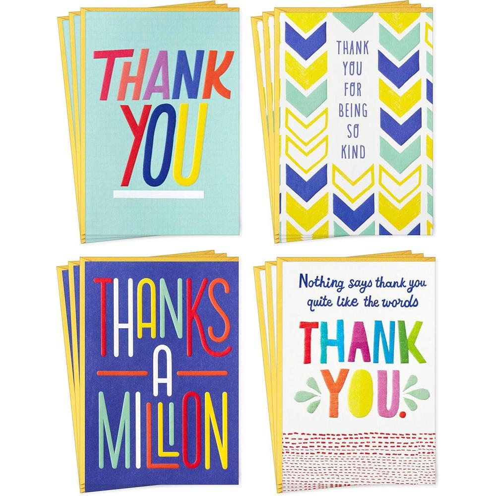 imageHallmark Thank You Cards Assortment Thanks a Million 12 Cards and Envelopes