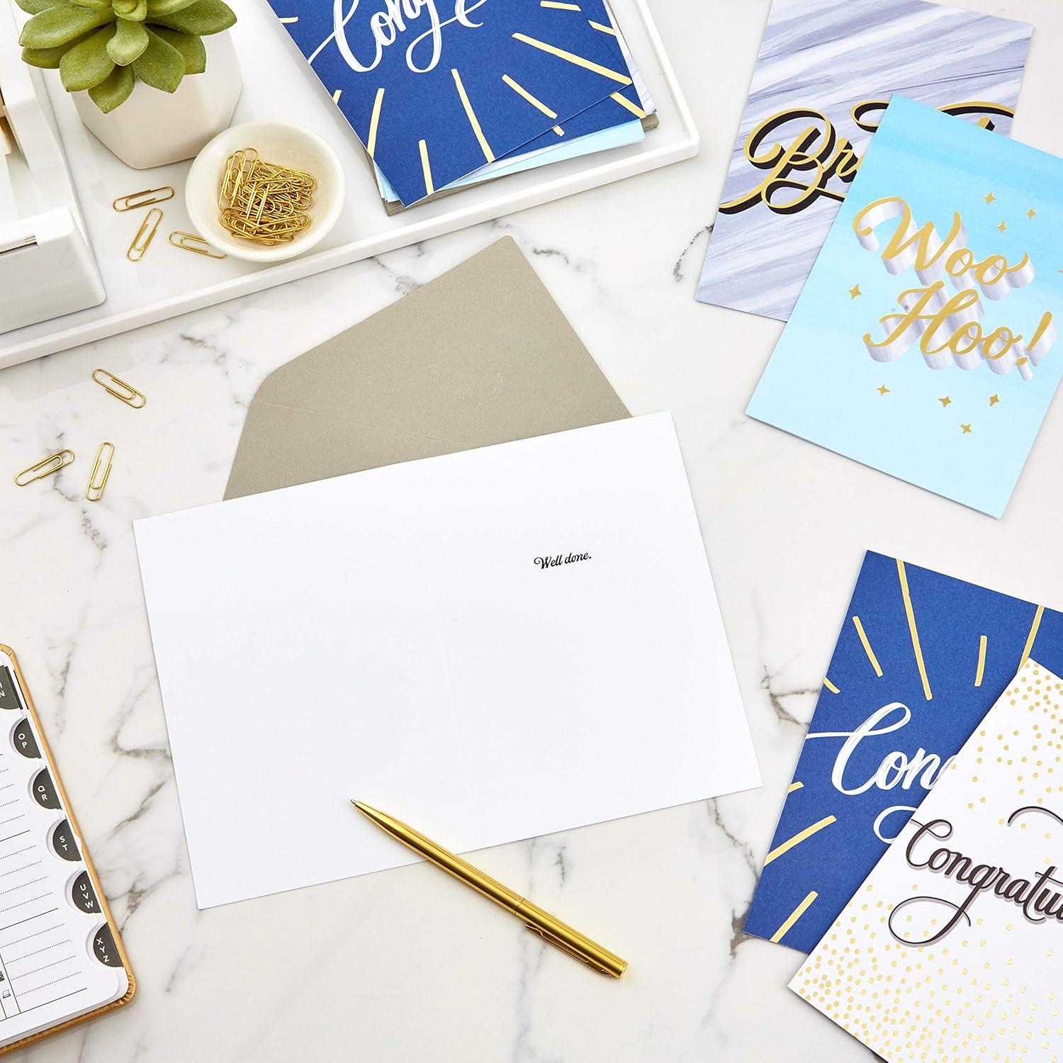 imageHallmark Congratulations Cards Assortment Bravo Boxed Set of 12 Cards with Envelopes for Graduation Promotion Wedding All Occasion