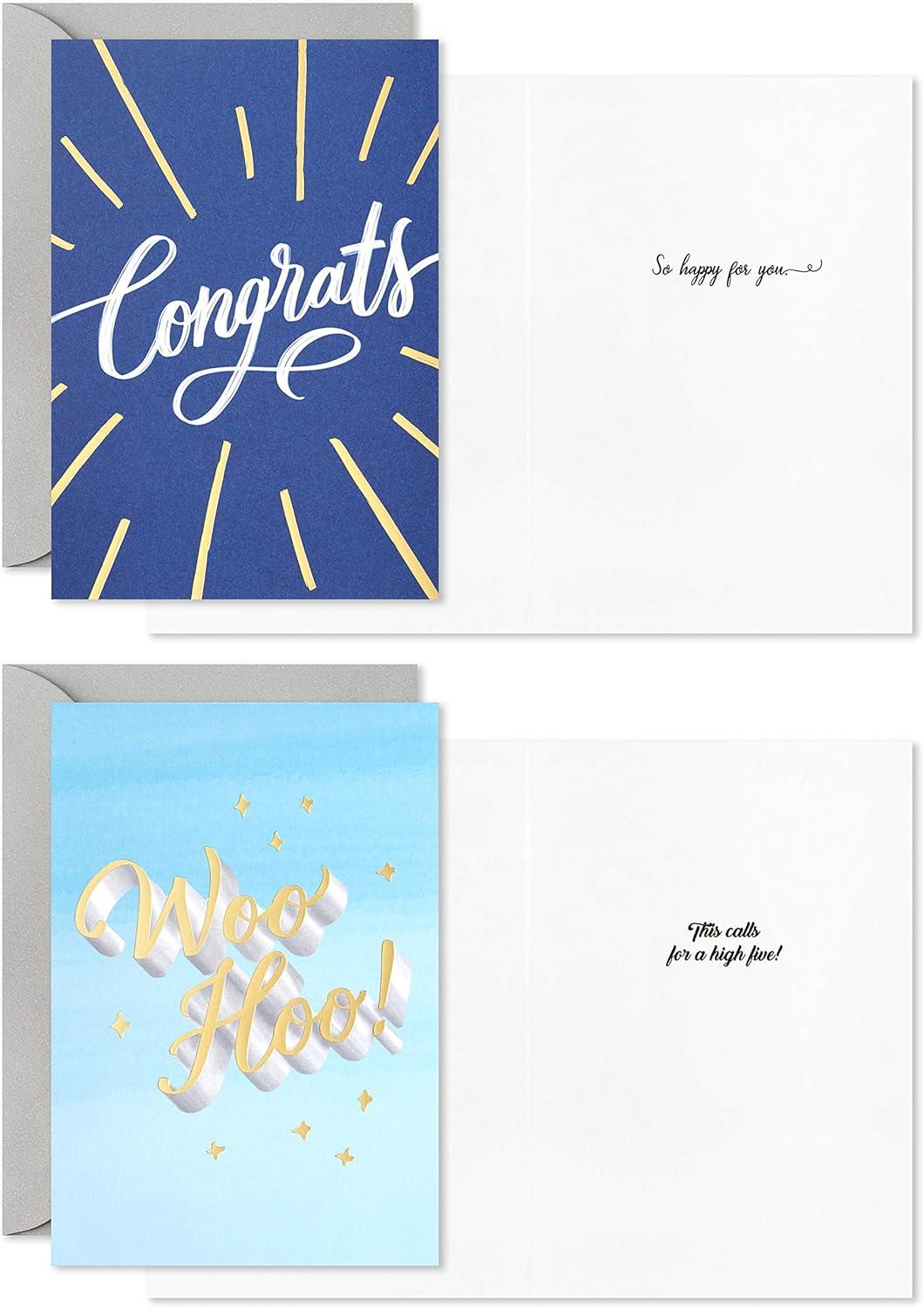 imageHallmark Congratulations Cards Assortment Bravo Boxed Set of 12 Cards with Envelopes for Graduation Promotion Wedding All Occasion