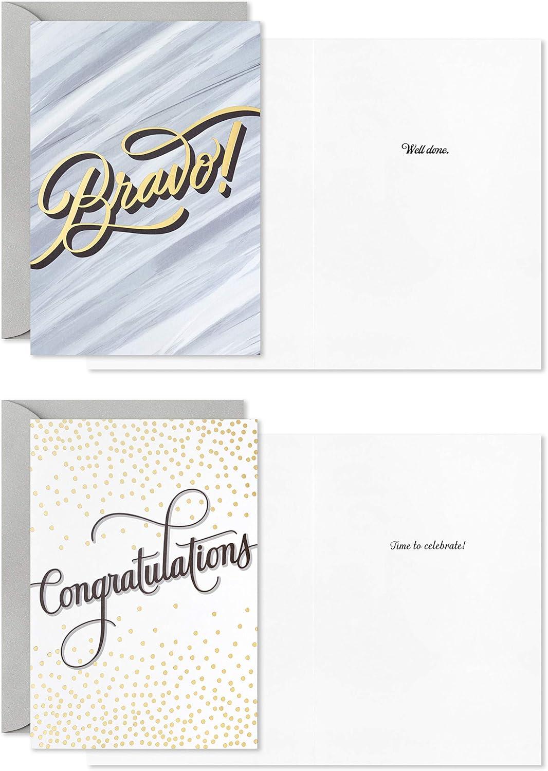 imageHallmark Congratulations Cards Assortment Bravo Boxed Set of 12 Cards with Envelopes for Graduation Promotion Wedding All Occasion