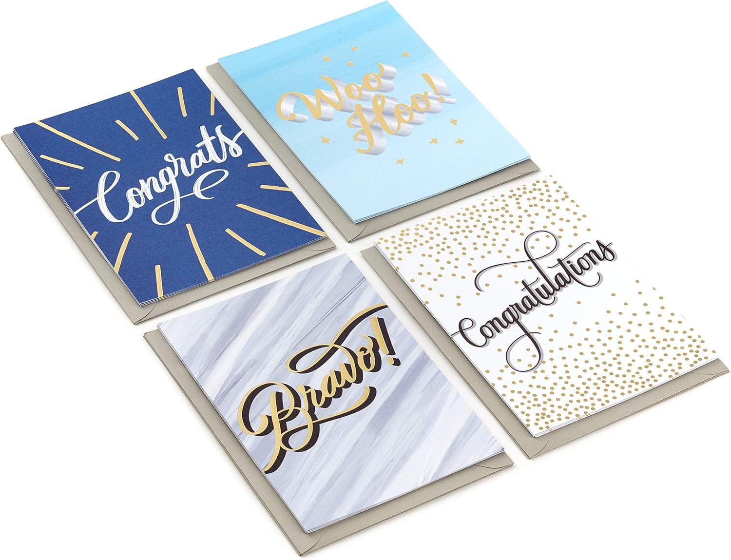 imageHallmark Congratulations Cards Assortment Bravo Boxed Set of 12 Cards with Envelopes for Graduation Promotion Wedding All Occasion