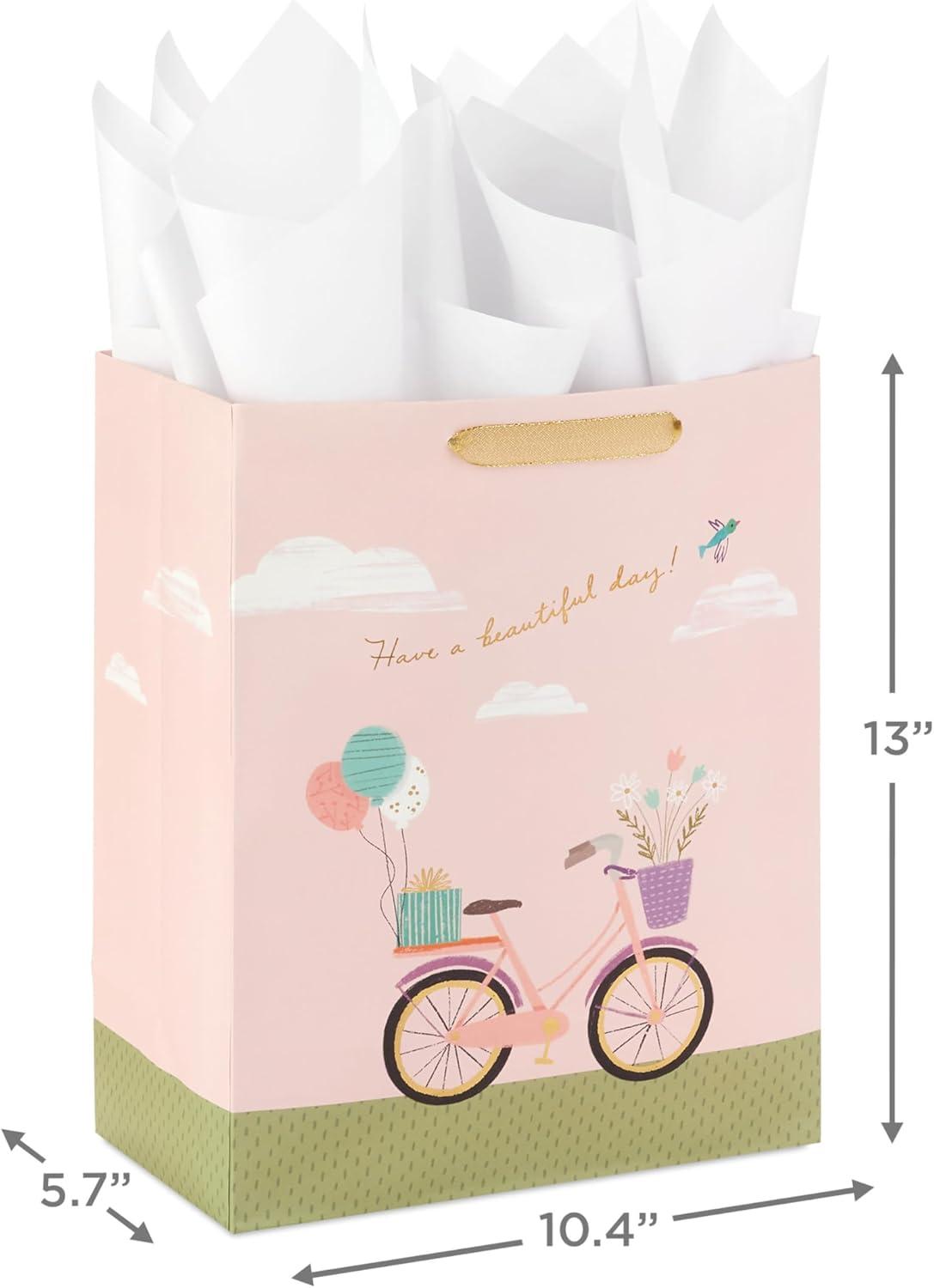 imageHallmark Signature Large Gift Bag with Tissue Paper for Valentines Day or Anniversary Tic Tac XOXOBicycle and Balloons