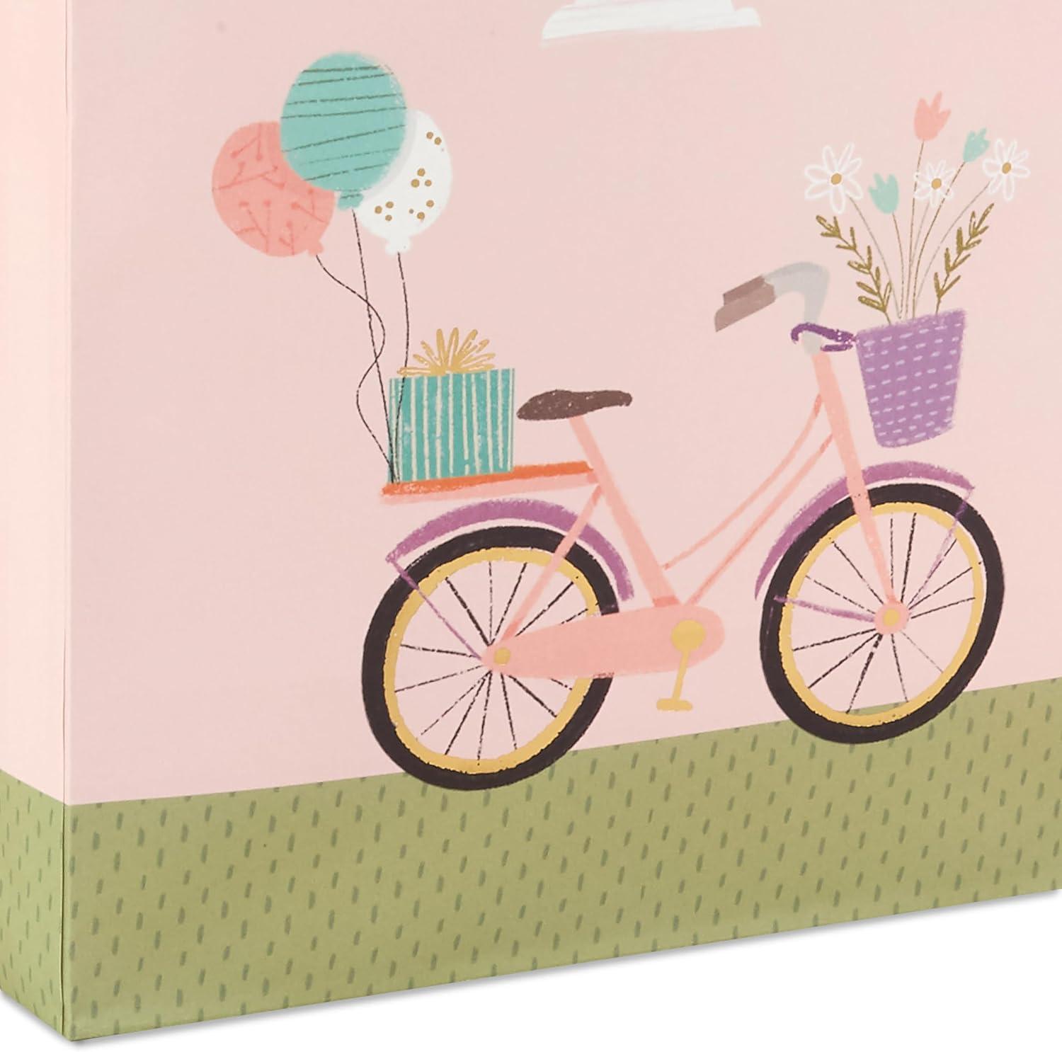 imageHallmark Signature Large Gift Bag with Tissue Paper for Valentines Day or Anniversary Tic Tac XOXOBicycle and Balloons