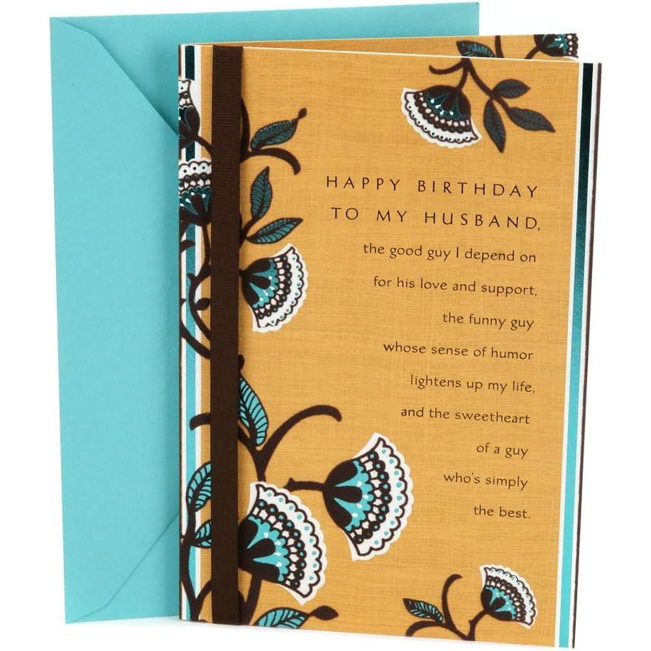 imageHallmark Birthday Card for Husband Branches and LeavesBrown and Blue Floral