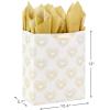 Hallmark 13″ Large Heart Gift Bag with Wedding Card and Tissue Paper (Best Wishes Gold and White, Hearts) for Weddings, Bridal Showers, Engagements(Gold and White)