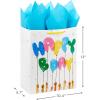 Hallmark 13″ Large Heart Gift Bag with Wedding Card and Tissue Paper (Best Wishes Gold and White, Hearts) for Weddings, Bridal Showers, Engagements(Happy Bday Balloons)