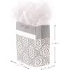 Hallmark 9″ Medium Silver Gift Bag (Scroll) with Tissue Paper for Valentines Day, Holidays, Weddings, Anniversary, Engagements and More(Silver scroll)