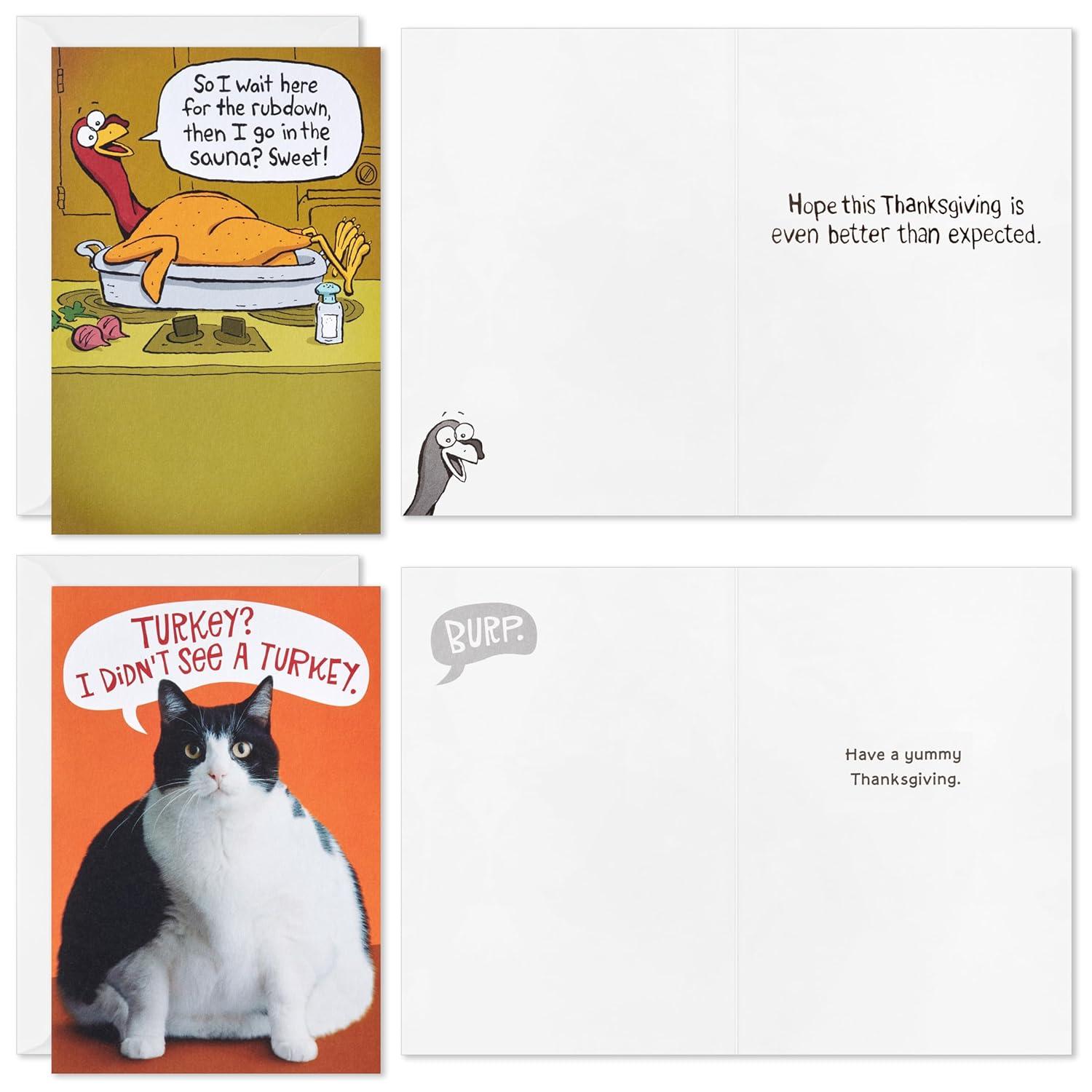 imageHallmark Shoebox Funny Thanksgiving Card Assortment 16 Cards and 16 Envelopes for Friendsgiving Family Coworkers